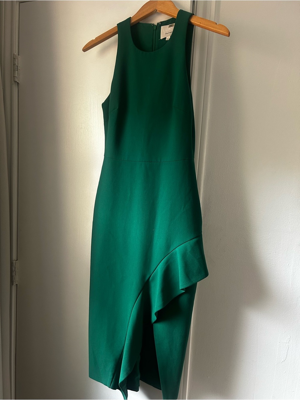cinq a sept Emerald Green Sleeveless Ruffle-Trim Midi Dress